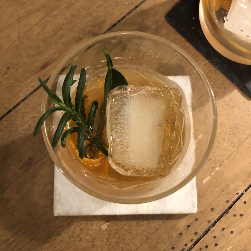 bourbon old fashioned cocktail side view